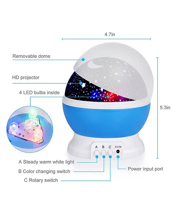 LunaGlow™ Rotating Color Changing Rotating Moon Night Projection Lamp